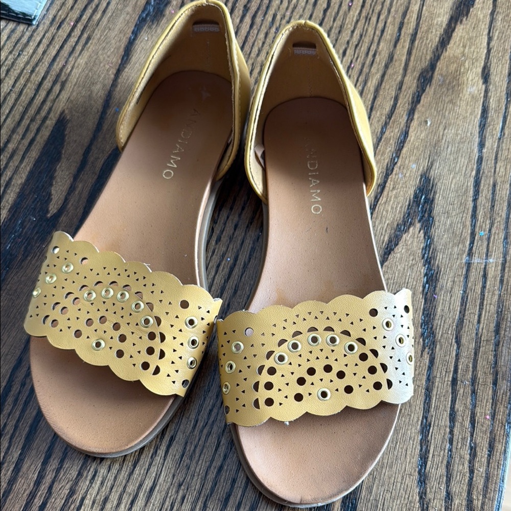 Yellow Sandals with Intricate Cut-Out Design Andiamo brand
